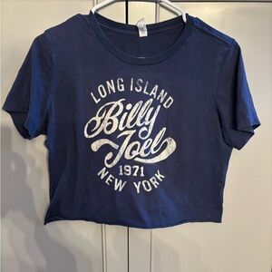 Y2K Bella Canvas Billy Joel Navy blue cropped  Graphic Tee M